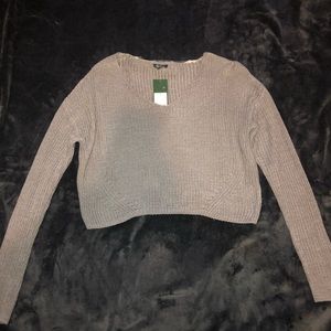 Grey cropped knitted sweater